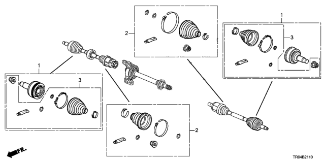 2012 Honda Civic Boot Set, Outboard Diagram for 44018-TR0-J91