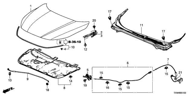 2021 Honda Insight STAY, HOOD OPEN Diagram for 74145-TXM-A00