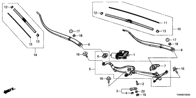 2018 Honda Odyssey Front Wiper Diagram