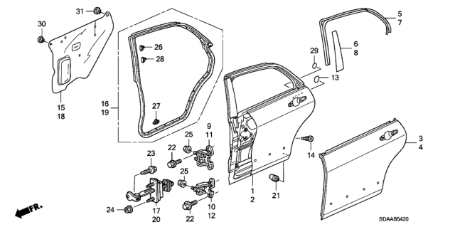 2007 Honda Accord Rear Door Panels Diagram