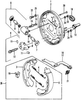 1975 Honda Civic 3 Door ** (1200) ** HMT Rear Brake Shoe Diagram