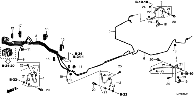 2016 Honda Pilot 5 Door EX-L (AWD/SENSING) KA 6AT Brake Lines Diagram