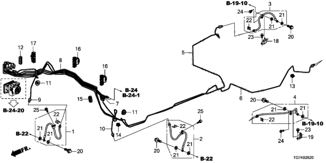 2017 Honda Pilot Hose Set, Left Front Brake Diagram for 01465-TZ5-A01