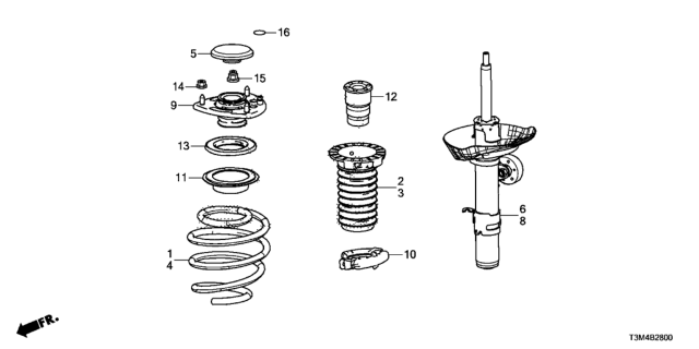 2017 Honda Accord Spring, Right Front Diagram for 51401-T3L-A11