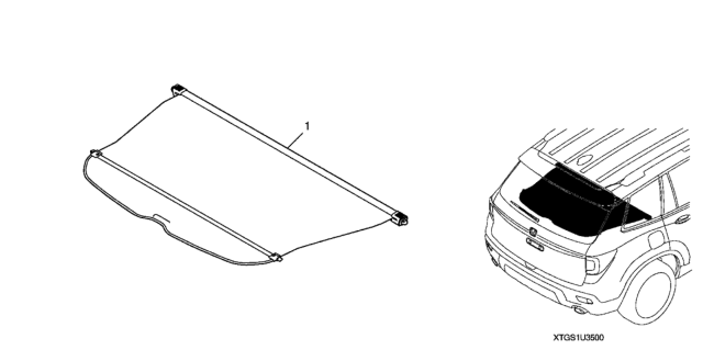 2020 Honda Passport 5 Door EXL (2WD) KA 9AT Cargo Cover - Single Roller Diagram