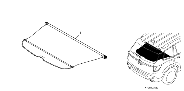 2019 Honda Passport Cargo Cover - Single Roller Diagram