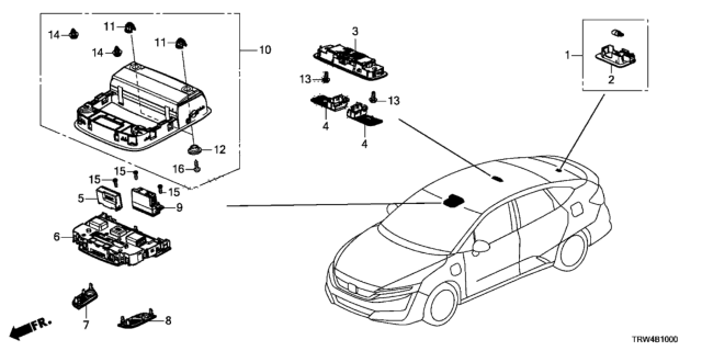 2019 Honda Clarity Plug-In Hybrid Light Assembly, Trunk Diagram for 34260-TRT-J01