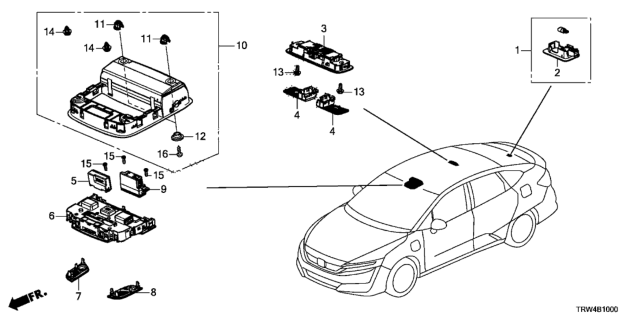 2019 Honda Clarity Plug-In Hybrid Console *NH882L* Diagram for 83250-T2J-H02ZD