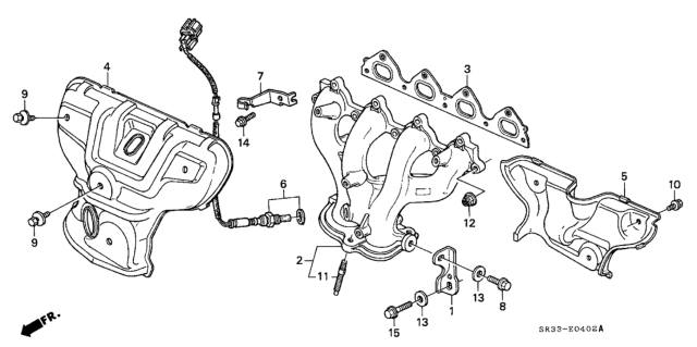 1994 Honda Civic 3 Door SI (ABS) KA 5MT Exhaust Manifold Diagram