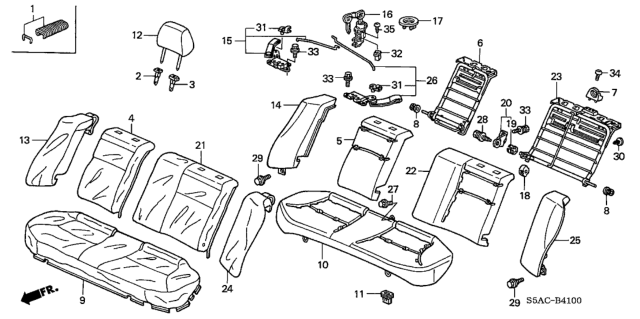 2005 Honda Civic Rear Seat Diagram