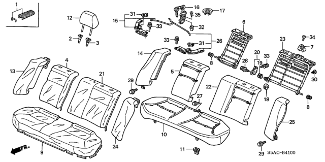 2005 Honda Civic Frame, R. Seat-Back Side Diagram for 82156-S5A-G01