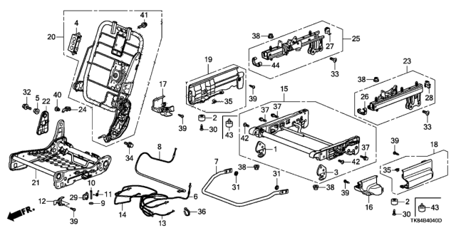 2012 Honda Odyssey 5 Door LX KA 5AT Middle Seat Components (Driver Side) Diagram