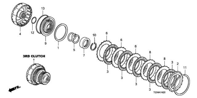 2008 Honda Accord Disk, Clutch Diagram for 22644-R97-003