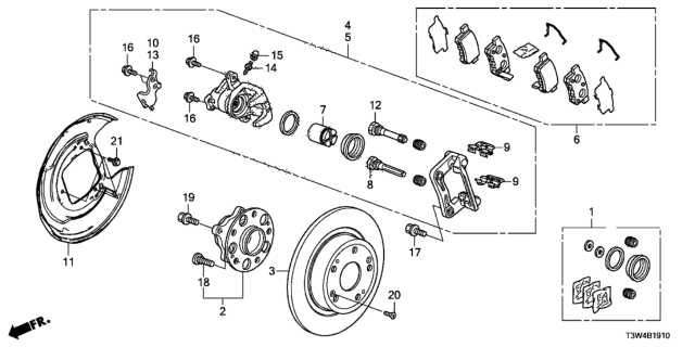 2017 Honda Accord Hybrid Bearing Assembly, Rear Hub Diagram for 42200-T3V-A61