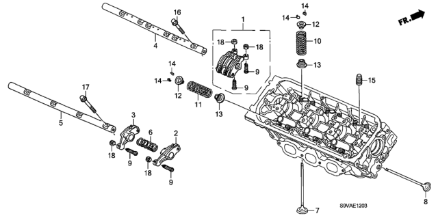 2008 Honda Pilot Valve - Rocker Arm (Rear) Diagram