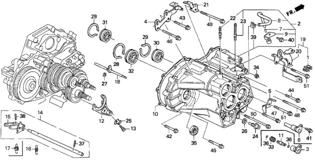 1993 Honda Prelude AT Transmission Housing Diagram