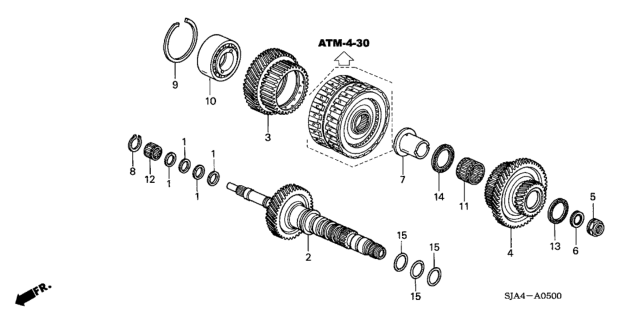 2007 Honda Accord Hybrid Mainshaft Diagram for 23210-RCK-305