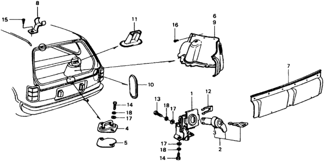 1977 Honda Civic Tailgate Trim - Tailgate Lock Diagram