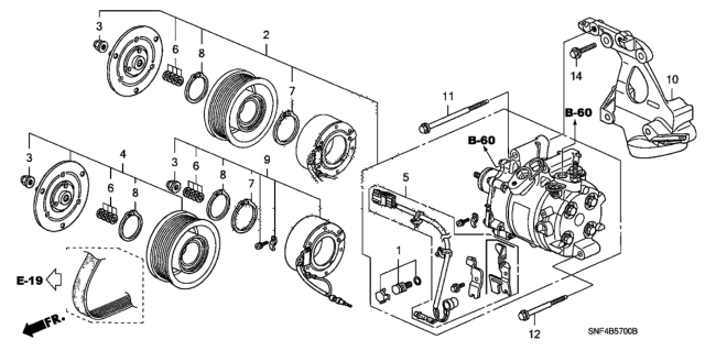 2007 Honda Civic 4 Door GX KA 5AT A/C Compressor Diagram