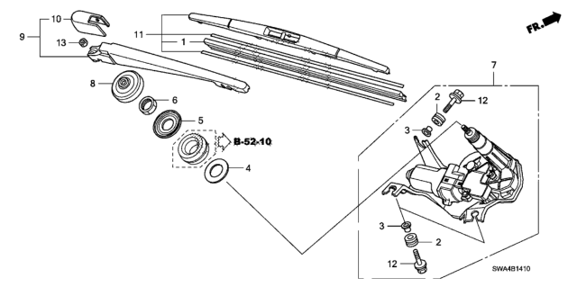 2008 Honda CR-V 5 Door LX (4WD) KA 5AT Rear Wiper Diagram