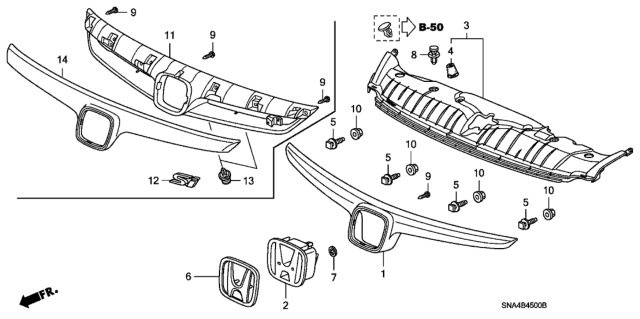 2008 Honda Civic Emblem, Front (Si) Diagram for 75732-SVB-A01