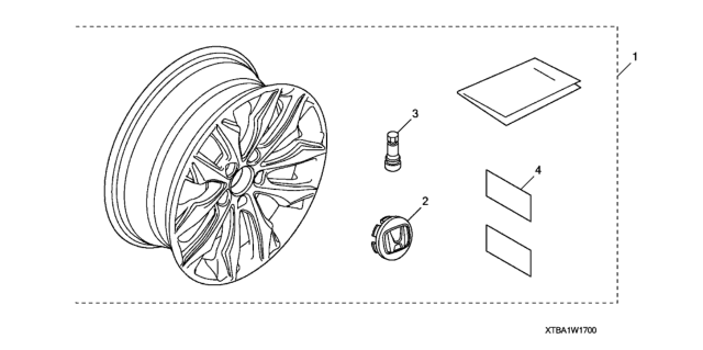2016 Honda Civic 4 Door LX (HCM ENGINE/MSS CVT) KA CVT Alloy Wheel Diagram