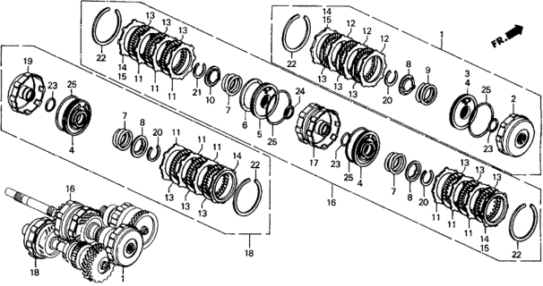 1989 Honda Civic Spring, Low Clutch Return Diagram for 22542-PC9-000