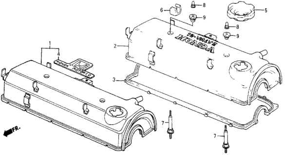 1987 Honda Civic Cover, Cylinder Head Diagram for 12310-PE0-010