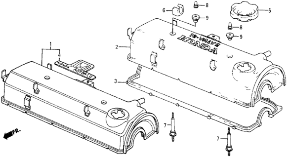 1987 Honda Civic Gasket, Head Cover Diagram for 12341-PE0-000