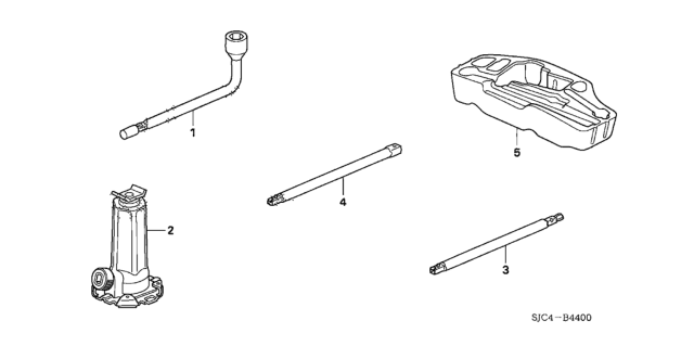 2010 Honda Ridgeline Tools - Jack Diagram