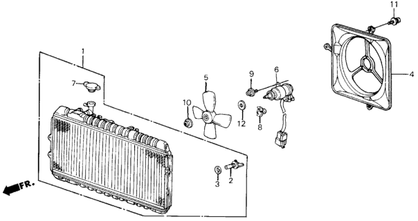 1984 Honda Civic 4 Door GL KA 5MT Radiator (Toyo) Diagram