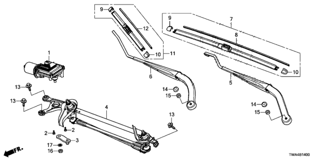 2019 Honda Accord Hybrid Front Windshield Wiper Diagram