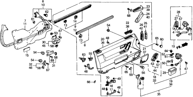 1988 Honda Prelude Seal, R. Door Hole Diagram for 72321-SF1-A10