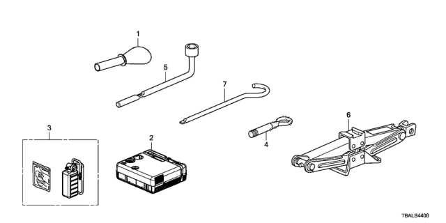 2020 Honda Civic Tools - Jack Diagram