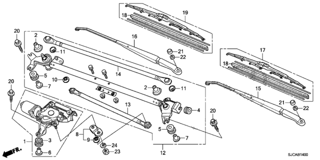 2014 Honda Ridgeline Front Windshield Wiper Diagram