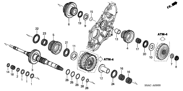 2005 Honda Civic Washer, Thrust (36.5X55X4.10) Diagram for 90443-P4P-000