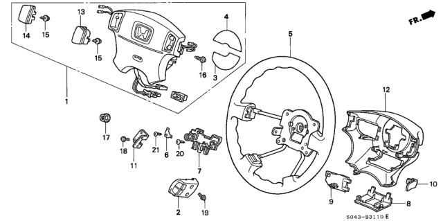 1996 Honda Civic Airbag Assembly, Driver (Medium Taupe) Diagram for 06770-S01-A91ZB
