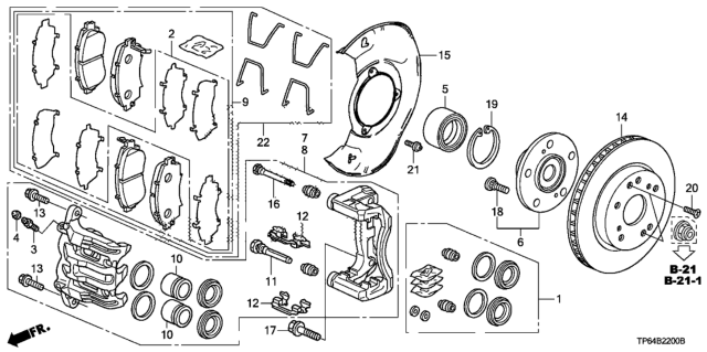 2014 Honda Crosstour Caliper Sub-Assembly, Right Front Diagram for 45018-T0G-000