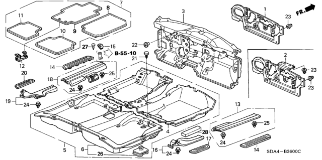 2004 Honda Accord Garnish Assy., R. FR. Side (Inner) *NH167L* (GRAPHITE BLACK) Diagram for 84201-SDA-A10ZA