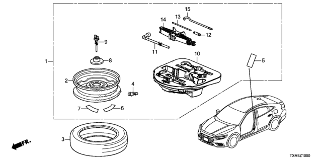 2019 Honda Insight Temporary Wheel Kit Diagram