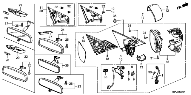 2018 Honda Civic Housing Set, L. Diagram for 76255-TEM-M01