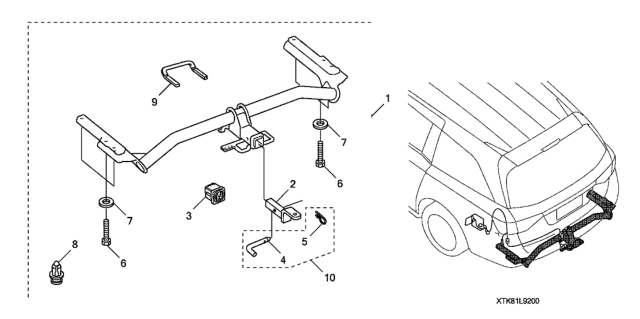 2016 Honda Odyssey 5 Door EXL (LEATHER/RES) KA 6AT Trailer Hitch Diagram