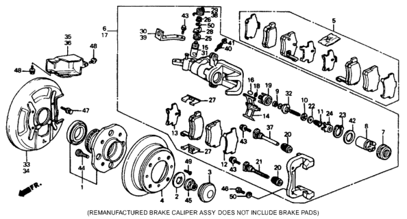 1991 Honda Accord Rear Brake (Disk) Diagram