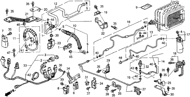 1993 Honda Accord A/C Hoses - Pipes Diagram