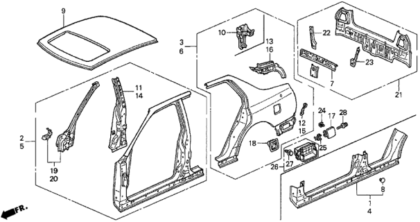 1994 Honda Accord Panel Set, R. FR. (Outer) Diagram for 04635-SV4-V50ZZ