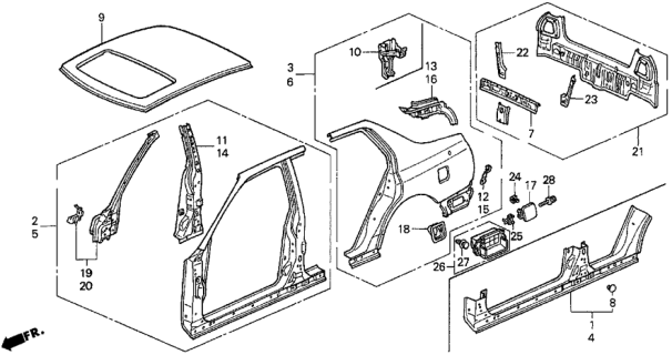 1997 Honda Accord Panel Set, L. FR. (Outer) Diagram for 04645-SV4-A00ZZ