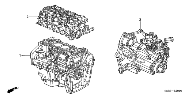 2003 Honda Civic 4 Door MX (HYBRID) KL CVT Engine Assy. - Transmission Assy. Diagram