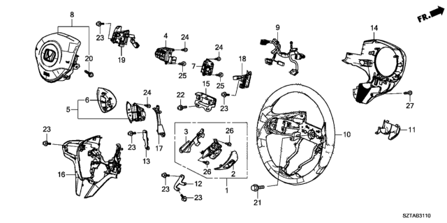 2015 Honda CR-Z Grip Assembly (Thread Red) (Leather) Diagram for 78501-SZT-A81ZD