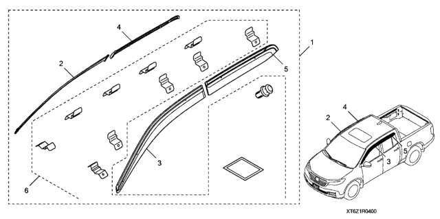 2018 Honda Ridgeline Hardware Kit Diagram for 08R04-TG7-100R1