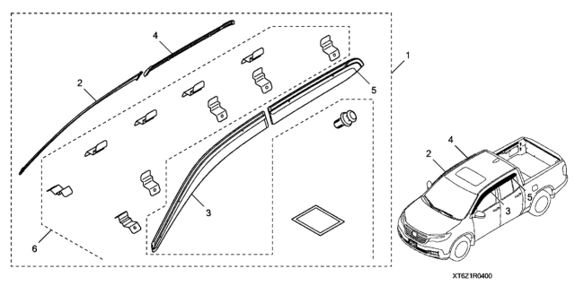 2018 Honda Ridgeline Visor, RR. Door R Diagram for 08R04-T6Z-10001